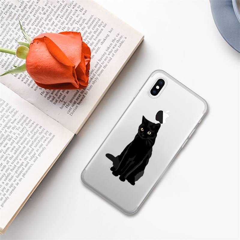 Cute black cat Phone Case for iphone 13 11 12 pro XS MAX 8 7 6 6S Plus X 5S SE 2020 XR case Cute Cat Slim Fit Glossy Stylish Cover Soft Shockproof Phone Case by Stevvex
