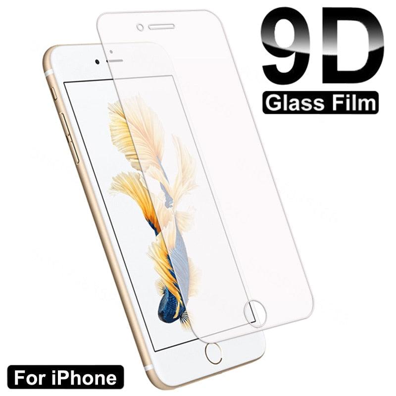 9D Full Protection Glass For iPhone 7 8 6 6S Plus Transparent Screen Protector For iPhone 5 5C 5S SE 2020 Tempered Glass Film Tempered Glass Screen Protector Guards Protects From Crash & Scratch by Stevvex