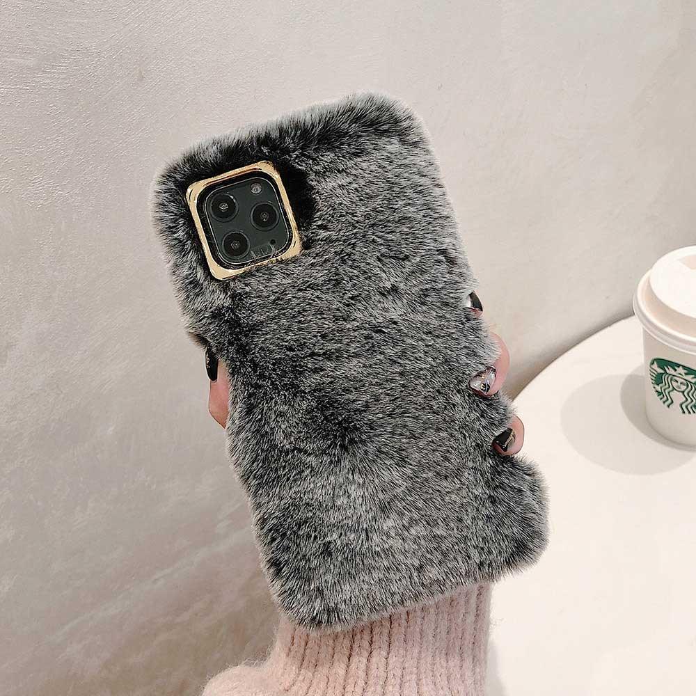 Fashion Plush Leopard Phone Case For Iphone 11 Pro Max Xs Max X Xr Cases Furry Fluffy Warm Cover For Iphone 6 6s 7 8 Plus Case Women Fashion Faux Fur Case For Iphone by Stevvex