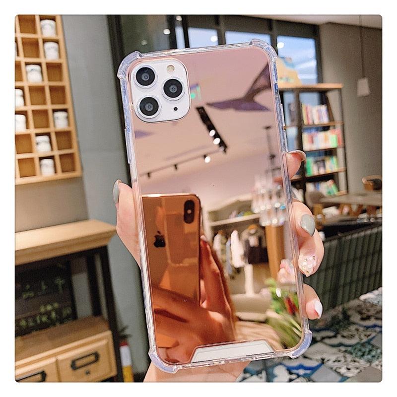 Luxury Mirror Phone Case For iPhone 14 13 12 11 Pro XS MAX XR Shockproof Back Cover Case For iPhone 7 8 6s 6 s plus Protective Case Hard Back Soft Bumper Anti-Scratch Phone Cover For Girls by Stevvex