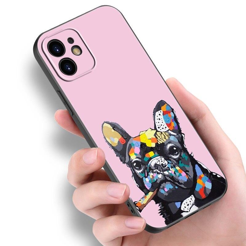 Cute Frenchie Puppy Phone Case For Iphone 14 13 12 Mini 11 Pro Max 7 8 Xr X Xs 7 8 Plus Se 2020 2022 Cover Cute Slim Phone Transparent Soft Elastic Silicone Cover by Stevvex