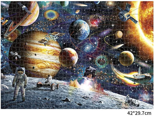 1000 Pieces Wooden Assembling Picture Space Travel Landscape Puzzles Toys For Adults Children And Kids Home Game Fun by Stevvex