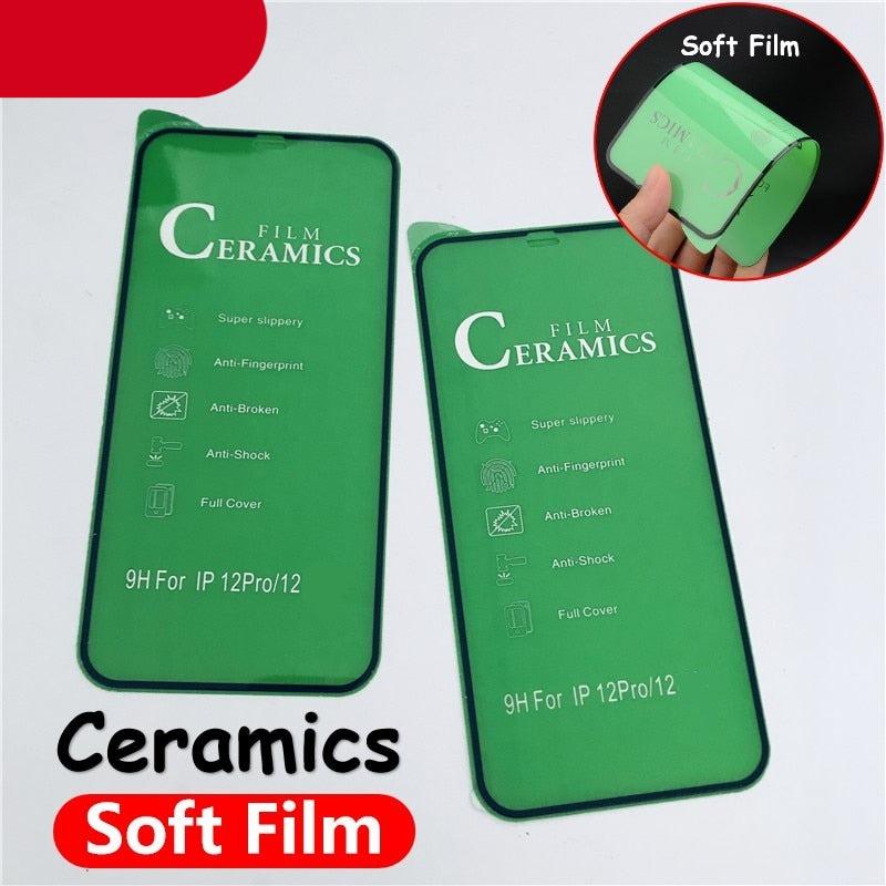 Full Cover Ceramics Screen Protector Explosion-proof Soft Film For iPhone 12 Mini 11 Pro XS Max XR X 8 7 6S Plus SE2 Soft Glass Tempered Glass Screen Protector Compatible iPhone by Stevvex