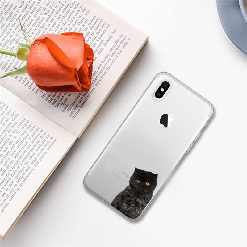 Cute black cat Phone Case for iphone 13 11 12 pro XS MAX 8 7 6 6S Plus X 5S SE 2020 XR case Cute Cat Slim Fit Glossy Stylish Cover Soft Shockproof Phone Case by Stevvex