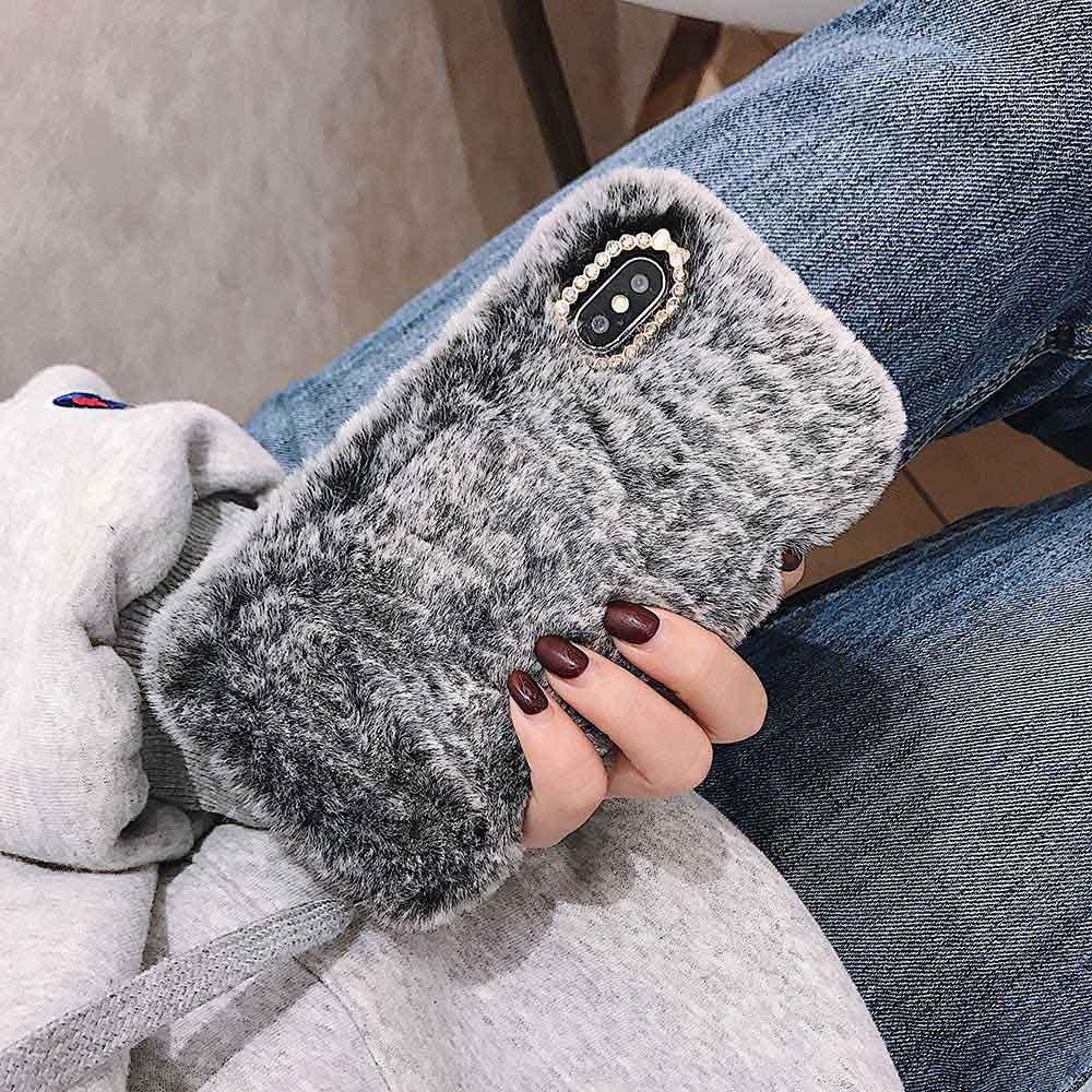 Fashion Lady Gift Case for iPhone 14 13 12 XS Max XR X 11 Pro Max SE Furry fluffy Warm Cover for iPhone 6 7 8 Plus Phone Case Fashion Fluffy Fur Protective Back Cover by Stevvex