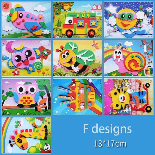 10 designs/lot Cartoon 3D EVA Foam Sticker Puzzle Series Kids Multi-patterns Styles Toys for Children Birthday Gift by Stevvex