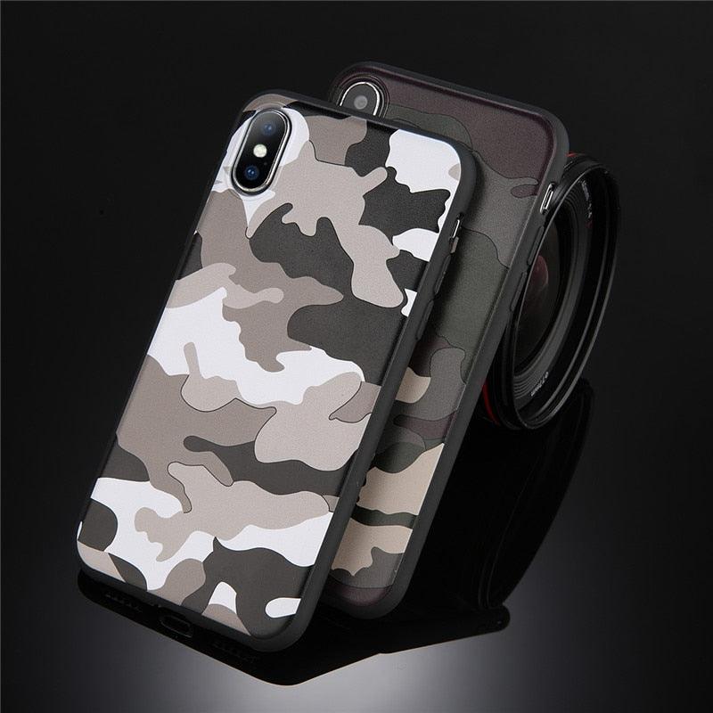Army Green Camouflage Case For iPhone 11 12Pro 13 Pro Max SE X XR XS Max 6 6S 7 8 Plus Soft Silicone Back Cover Black And White Camo Camouflage Thin Design Durable Hard Plastic Protective Case by Stevvex