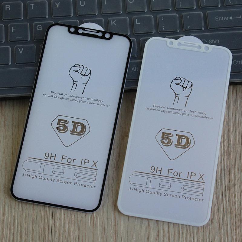 5D Screen Protector for iPhone6 6S 7 8 Plus X Edge Full Cover Film for iPhone 14 13 12 mini 11 Pro Max XR XS Tempered Glass Film Curved Edge Full Glue Screen Protector For iPhone by Stevvex