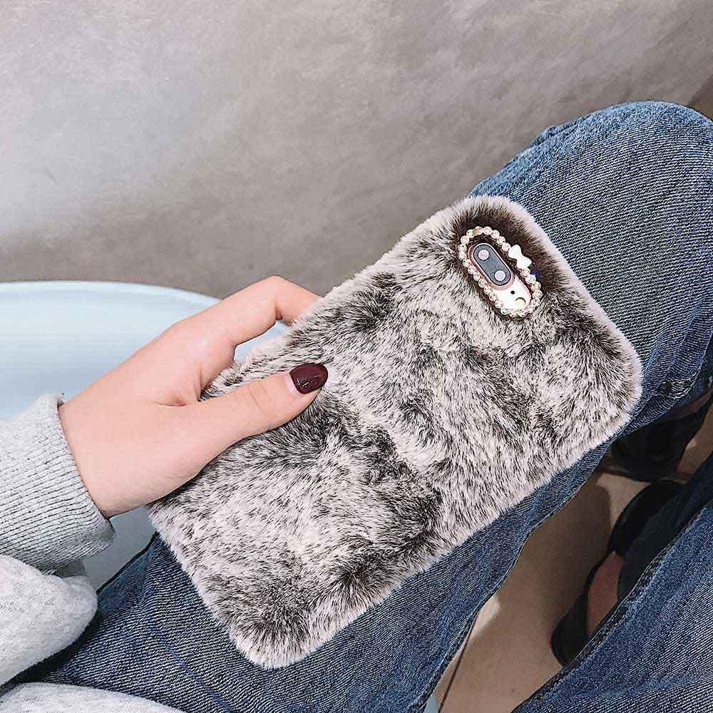 Fashion Lady Gift Case for iPhone 14 13 12 XS Max XR X 11 Pro Max SE Furry fluffy Warm Cover for iPhone 6 7 8 Plus Phone Case Fashion Fluffy Fur Protective Back Cover by Stevvex