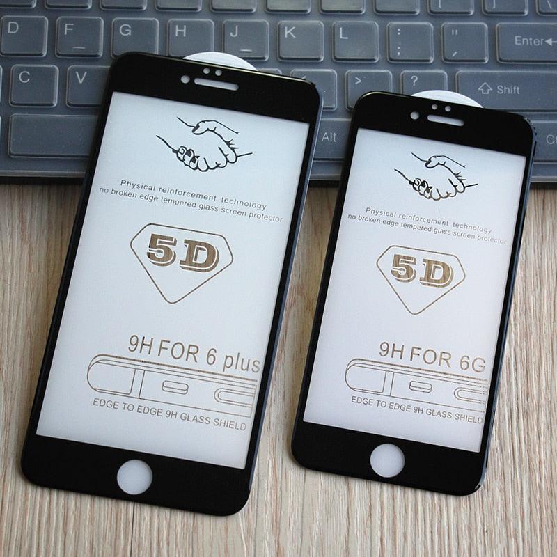 5D Screen Protector for iPhone6 6S 7 8 Plus X Edge Full Cover Film for iPhone 14 13 12 mini 11 Pro Max XR XS Tempered Glass Film Curved Edge Full Glue Screen Protector For iPhone by Stevvex