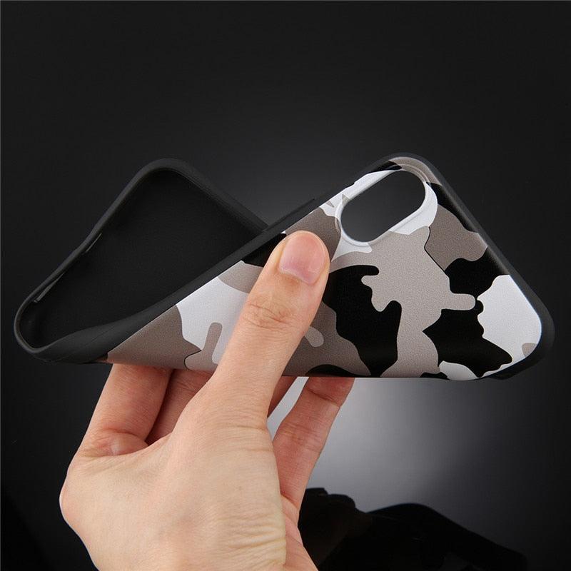 Army Green Camouflage Case For iPhone 11 12Pro 13 Pro Max SE X XR XS Max 6 6S 7 8 Plus Soft Silicone Back Cover Black And White Camo Camouflage Thin Design Durable Hard Plastic Protective Case by Stevvex