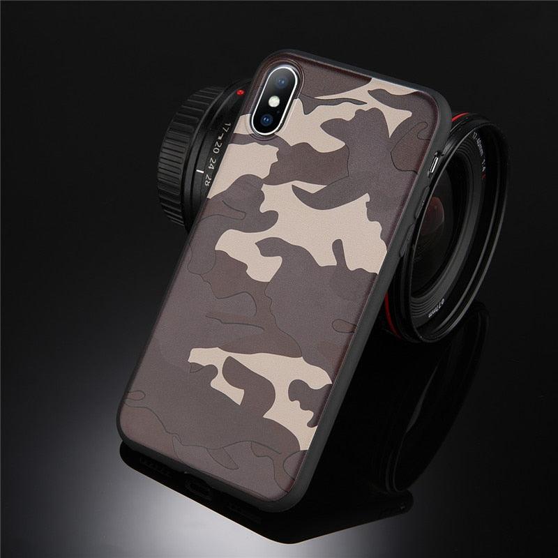 Army Green Camouflage Case For iPhone 11 12Pro 13 Pro Max SE X XR XS Max 6 6S 7 8 Plus Soft Silicone Back Cover Black And White Camo Camouflage Thin Design Durable Hard Plastic Protective Case by Stevvex
