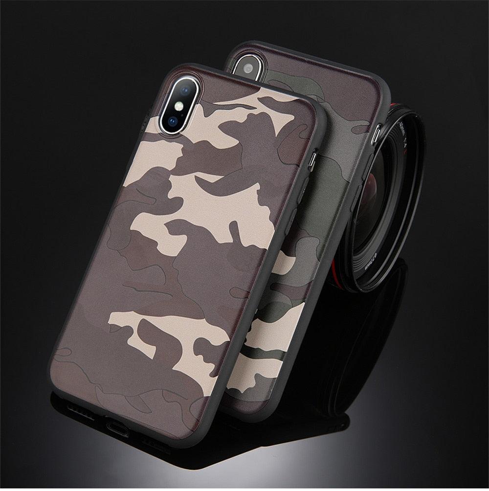Army Green Camouflage Case For iPhone 11 12Pro 13 Pro Max SE X XR XS Max 6 6S 7 8 Plus Soft Silicone Back Cover Black And White Camo Camouflage Thin Design Durable Hard Plastic Protective Case by Stevvex