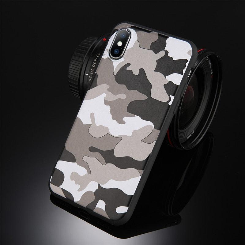 Army Green Camouflage Case For iPhone 11 12Pro 13 Pro Max SE X XR XS Max 6 6S 7 8 Plus Soft Silicone Back Cover Black And White Camo Camouflage Thin Design Durable Hard Plastic Protective Case by Stevvex