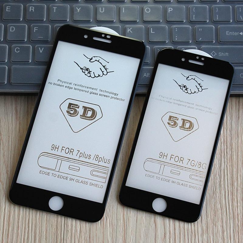 5D Screen Protector for iPhone6 6S 7 8 Plus X Edge Full Cover Film for iPhone 14 13 12 mini 11 Pro Max XR XS Tempered Glass Film Curved Edge Full Glue Screen Protector For iPhone by Stevvex