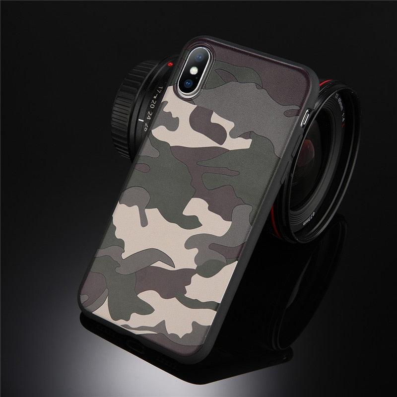 Army Green Camouflage Case For iPhone 11 12Pro 13 Pro Max SE X XR XS Max 6 6S 7 8 Plus Soft Silicone Back Cover Black And White Camo Camouflage Thin Design Durable Hard Plastic Protective Case by Stevvex