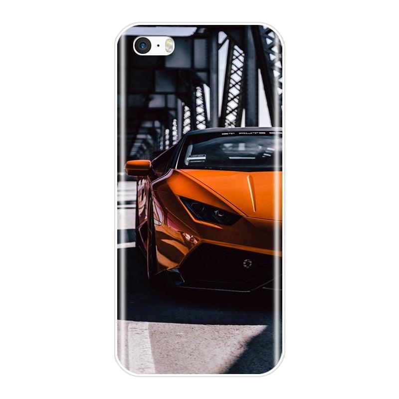 Cute Clear Flexible Silicone Auto Boys Design Back Cover For iPhone 5 S 5C 5S SE Car Sports Car Cool Men Fashion Silicone Soft Phone Case For iPhone 4 S 4S Case by Stevvex
