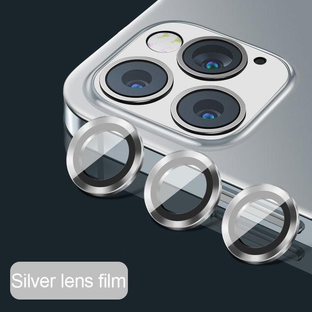 High quality For iPhone 12 Pro Max Metal Ring Tempered Glass Full Cover Camera Lens For iPhone 13 14 Pro Max Mini Protective Cap Camera Lens Protector Compatible with iPhone by Stevvex