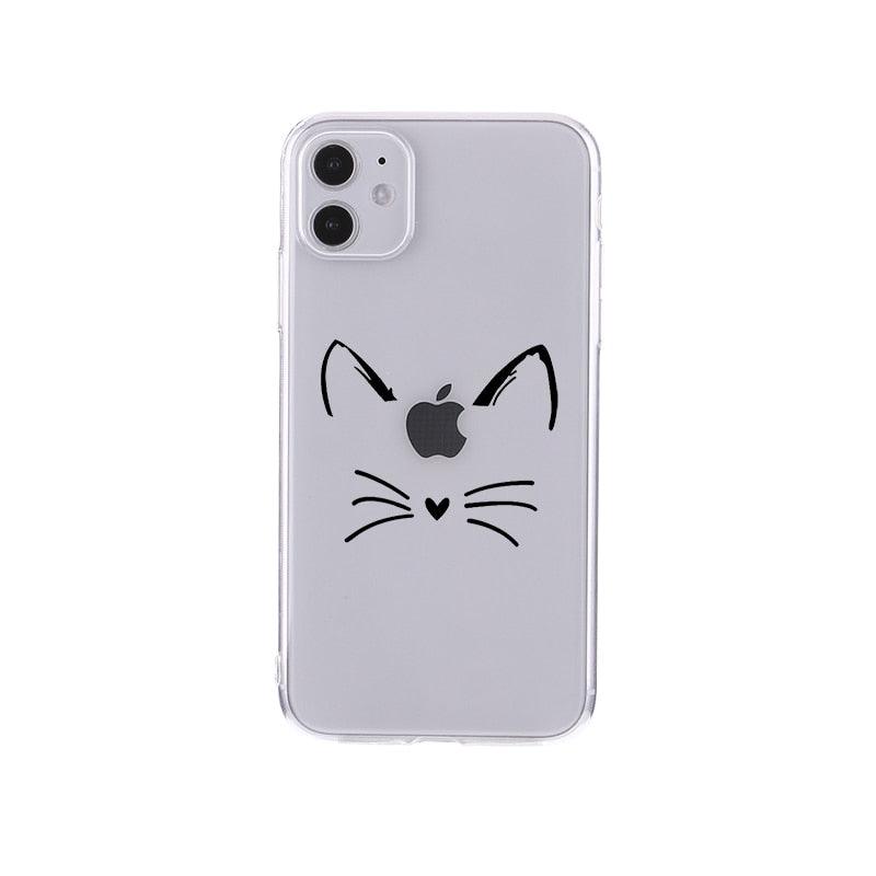 Cute Cartoons Black Cat Transparent Phone Cover For Iphone 14 14promax 14plus 13promax 13 12 11 Shockproof Clear Phone Case Adorable Soft Girls Print Cat Design Clear Cute Flexible Silicone Phone Case by Stevvex