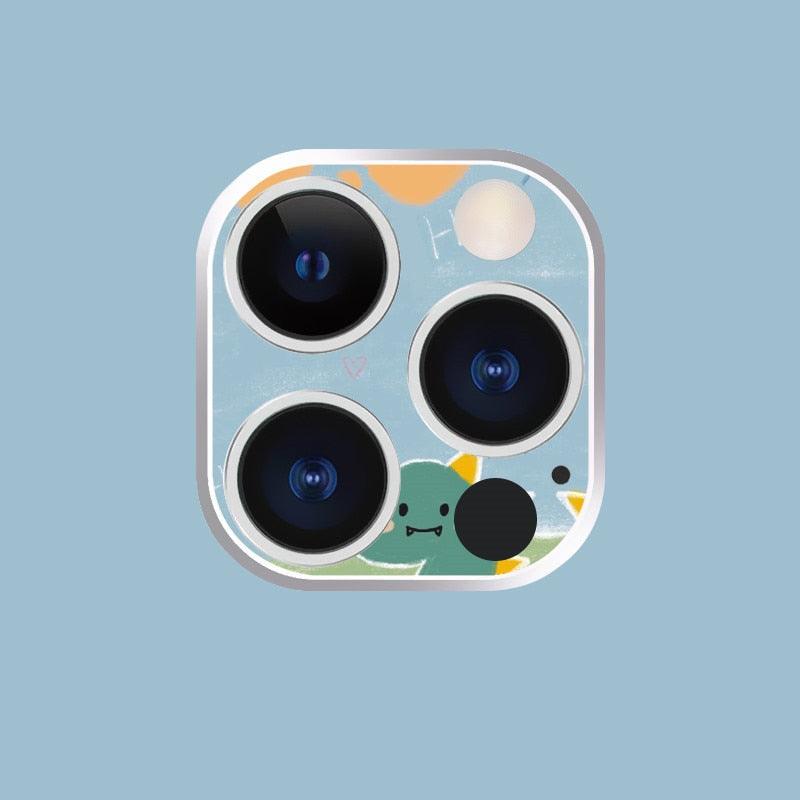 Cute Cartoon Camera Protector Case For iPhone 13 12 11 Pro Max Camera lens Cover Glass For iphone 12 13 mini Protection Sticker Aluminum Alloy Lens Protective Ring For Camera Protection by Stevvex