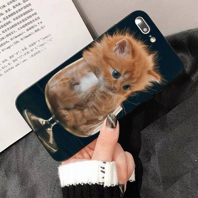 Cute Cat Black Phone Case For IPhone 13 8 7 6 6S Plus X 5 5S SE 2020 XR 11 Pro XS MAX Slim Fit Soft Print Design Flexible Silicone Cover For iPhone by Stevvex