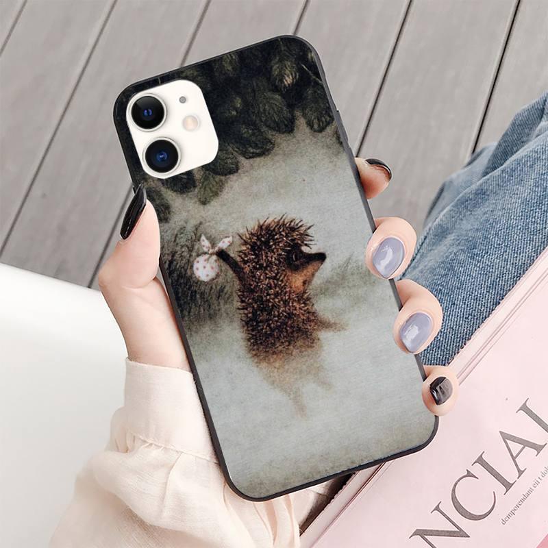 Bright Hedgehog In The Fog Phone Case For Iphone 13 8 7 6 6s Plus X 5s Se 2020 Xr 11 12 Mini Pro Xs Max Screen Protector soft Flexible Silicone Gel Rubber Bumper Cover by Stevvex