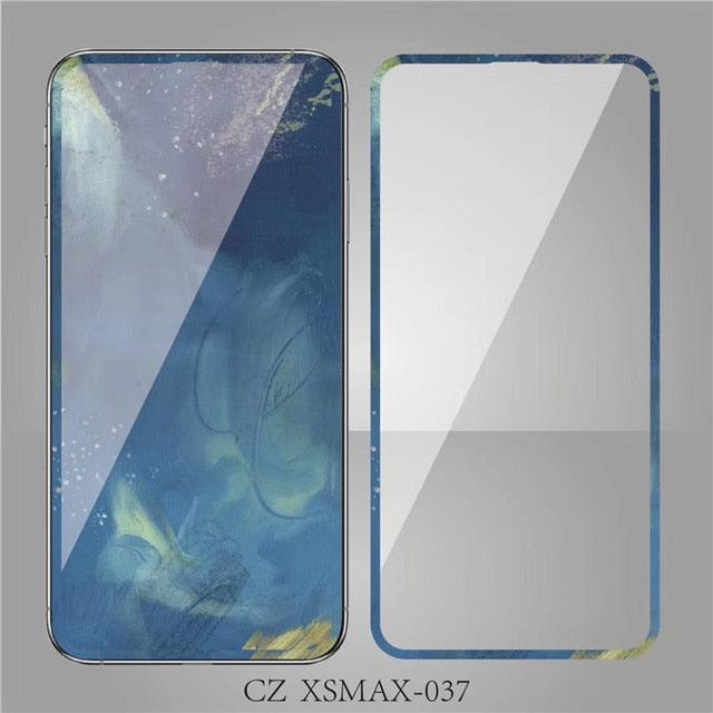 Fashion Sky Flowers Pattern Tempered Glass For iPhone 11 Pro Max Screen Protector Film for iPhone X XS XR XS Max 3D Full Cover Tempered Glass Screen Protector for iPhone by Stevvex