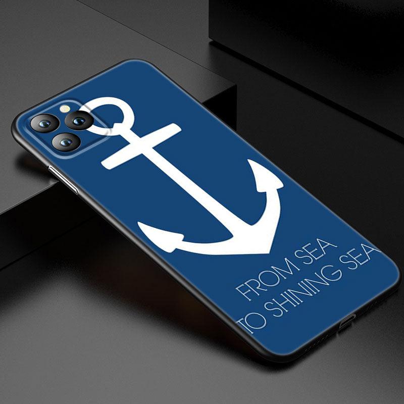 Anchor Boat Ship Wheel Phone Case For iPhone 13 12 Mini 11 Pro XS Max XR X 8 7 6S 6 Plus 5S 5 SE 2020 Black Cover Custom Anchor Hard Back Cover Case by Stevvex