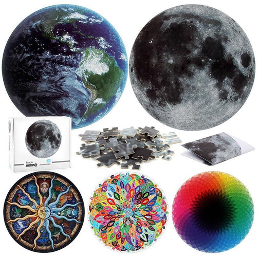 1000pcs Modern Round Puzzles Toys Puzzles Educational Toys Puzzles For Adults Interesting Goods Learning And Education Moon and Planets Puzzles by Stevvex