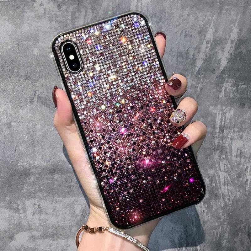 Luxury Shiny Glitter Diamond Phone Case For iPhone 14 13 12 11 Pro Max X Xr Xs 7 8 Plus Fashion Glitter Sparkle Crystal Rhinestone Protective Cover With Soft Case For iPhone by Stevvex