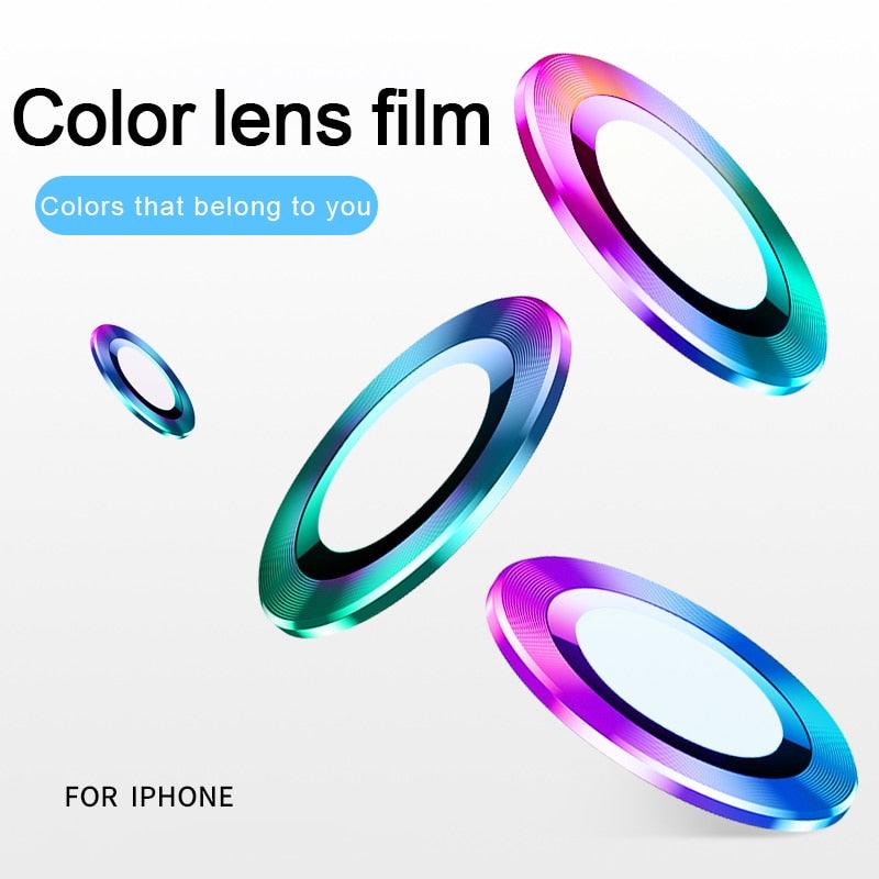 High quality For iPhone 12 Pro Max Metal Ring Tempered Glass Full Cover Camera Lens For iPhone 13 14 Pro Max Mini Protective Cap Camera Lens Protector Compatible with iPhone by Stevvex
