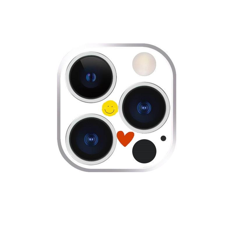 Cute Cartoon Camera Protector Case For iPhone 13 12 11 Pro Max Camera lens Cover Glass For iphone 12 13 mini Protection Sticker Aluminum Alloy Lens Protective Ring For Camera Protection by Stevvex