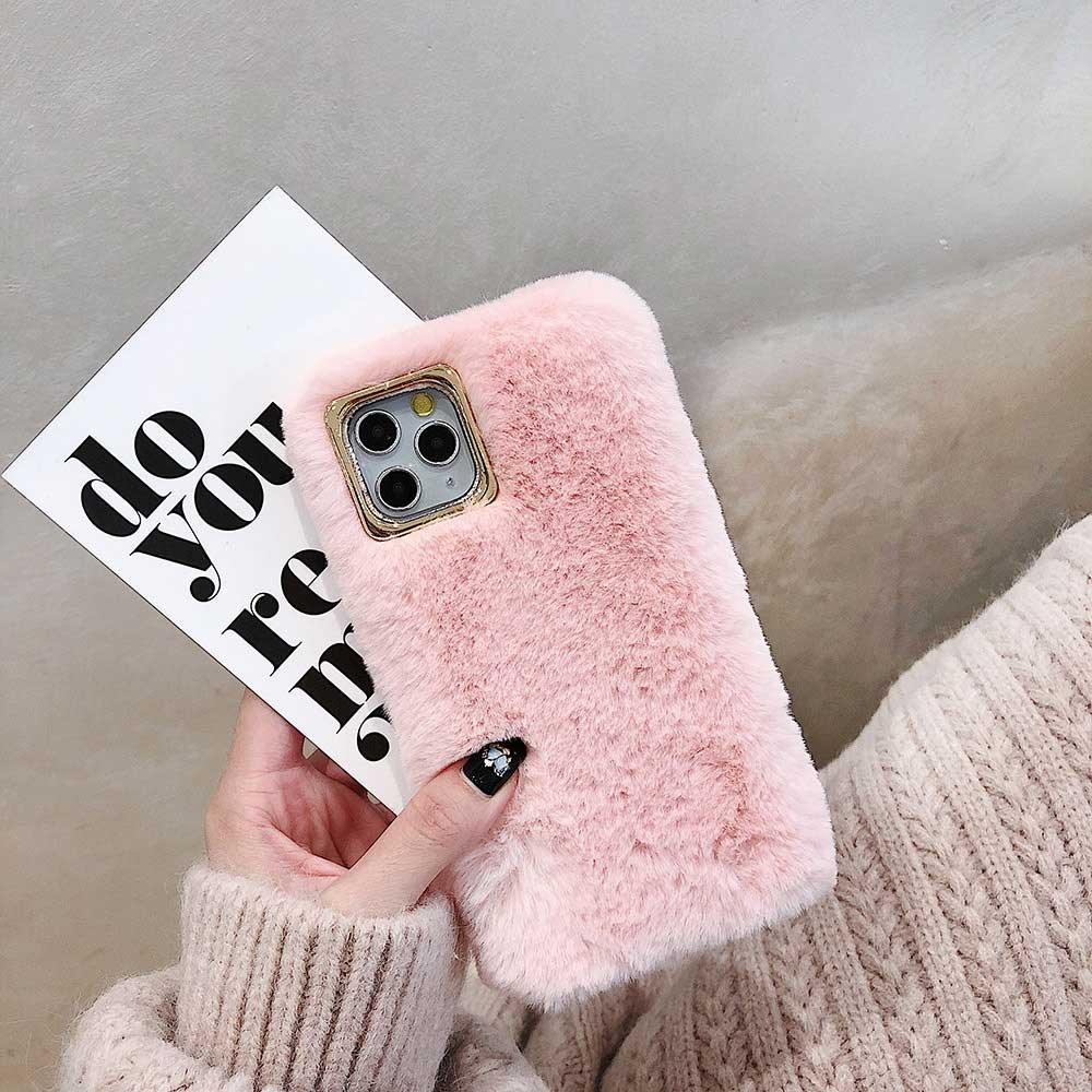 Fashion Plush Leopard Phone Case For Iphone 11 Pro Max Xs Max X Xr Cases Furry Fluffy Warm Cover For Iphone 6 6s 7 8 Plus Case Women Fashion Faux Fur Case For Iphone by Stevvex