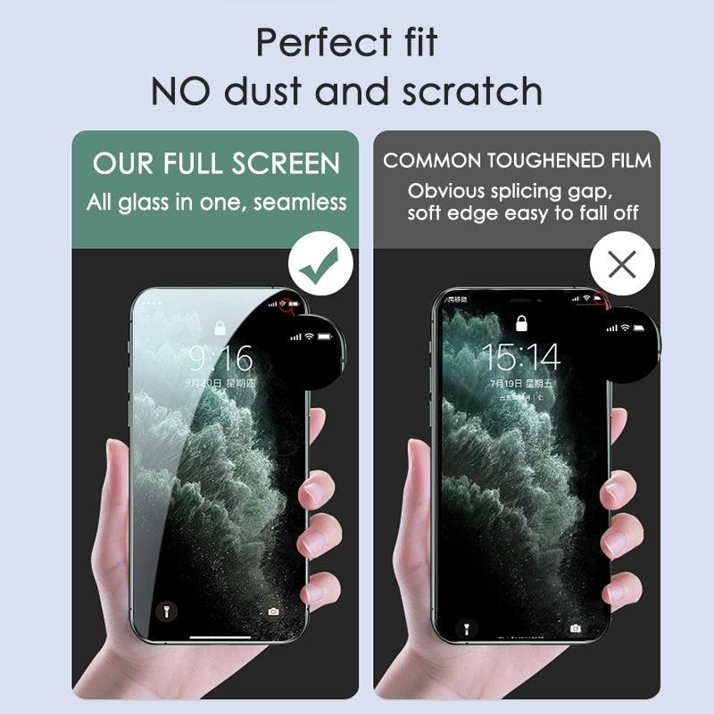 3pcs Full Cover Protective Glass On For Iphone 11 12 13 14 Pro Max Screen Protector For Iphone X Xr Xs Max 7 8 6s Plus Se Glass Full Screen Protector Edge To Edge Full Screen Coverage by Stevvex