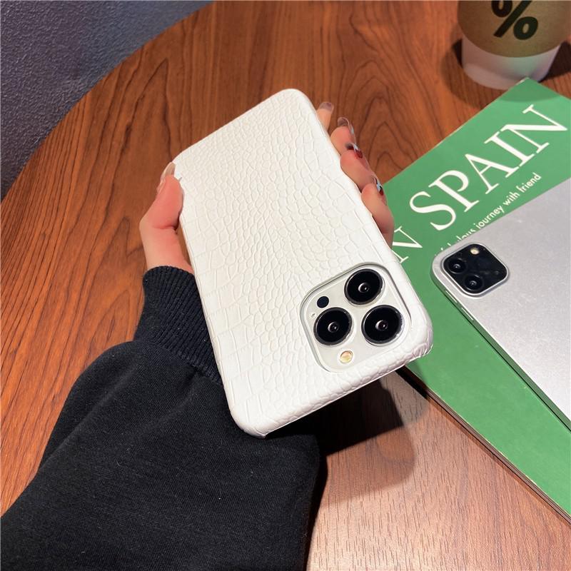 Genuine Leather Case for iPhone 13 Pro Classic Pattern Real Leather Full Coverage High-end Luxury Glossy Leather Couple Soft Case For iPhone 14 11 12 13 Pro Max 7 8 Plus 2 iPhone Cover by Stevvex