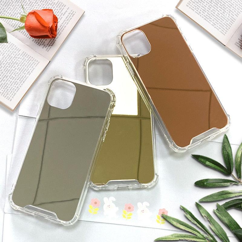 Luxury Mirror Phone Case For iPhone 14 13 12 11 Pro XS MAX XR Shockproof Back Cover Case For iPhone 7 8 6s 6 s plus Protective Case Hard Back Soft Bumper Anti-Scratch Phone Cover For Girls by Stevvex