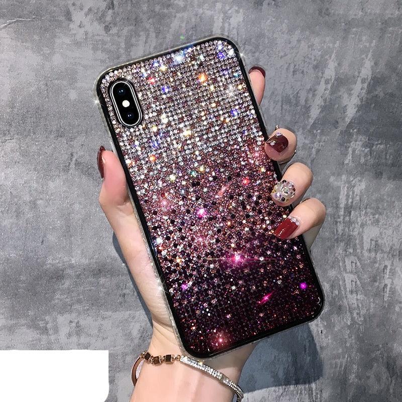 Luxury Shiny Glitter Diamond Phone Case For iPhone 14 13 12 11 Pro Max X Xr Xs 7 8 Plus Fashion Glitter Sparkle Crystal Rhinestone Protective Cover With Soft Case For iPhone by Stevvex