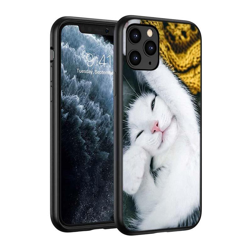 Black Big Eye Cat Cover Phone Case For iPhone 14 13 12 11 Pro Max Mini XS Max X XR Silicone Black Anti-Fingerprint Anti-Fall Clear Soft Anti-Yellow Cover Silicone Case by Stevvex