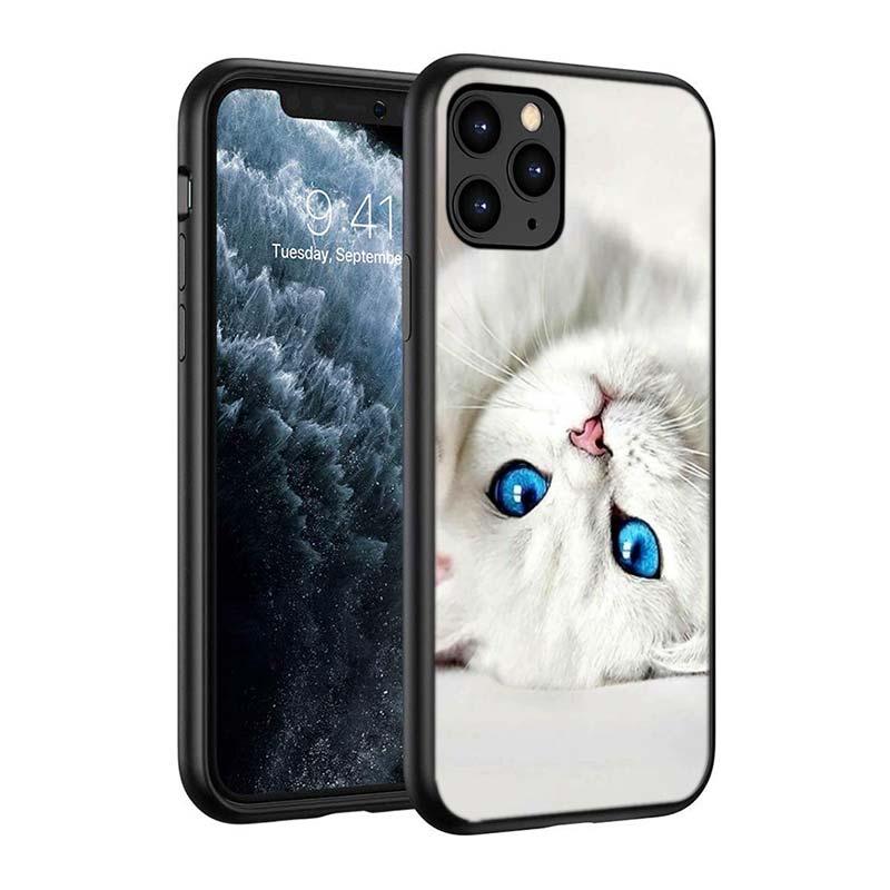Black Big Eye Cat Cover Phone Case For iPhone 14 13 12 11 Pro Max Mini XS Max X XR Silicone Black Anti-Fingerprint Anti-Fall Clear Soft Anti-Yellow Cover Silicone Case by Stevvex