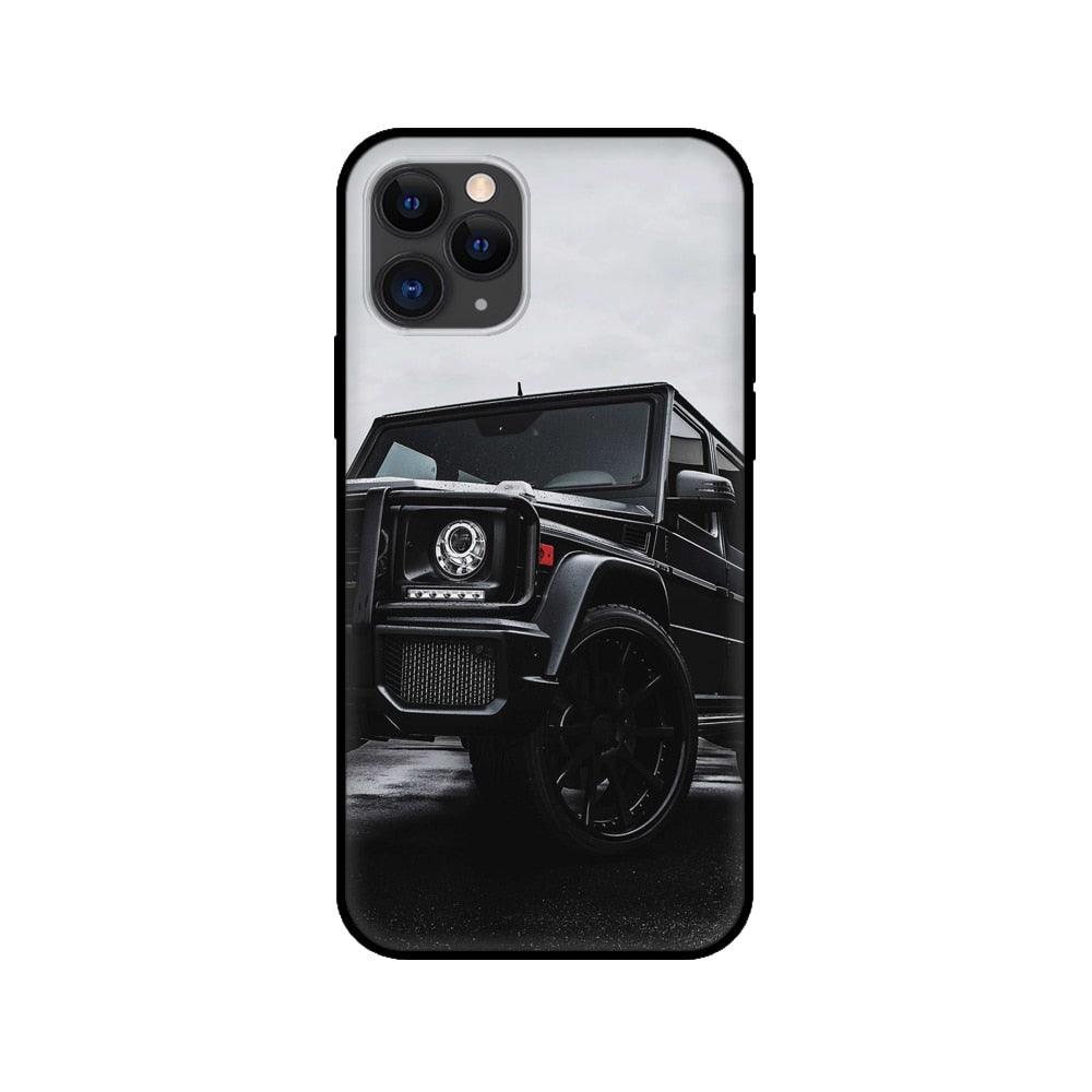 Black Case For Iphone 5 5s SE 2020 6 6s 7 8plus x 10 XR XS 11 12 13 Mini Pro MAX Silicon Cover Car Design Matte Black Silicone Back Cover For iPhone by Stevvex