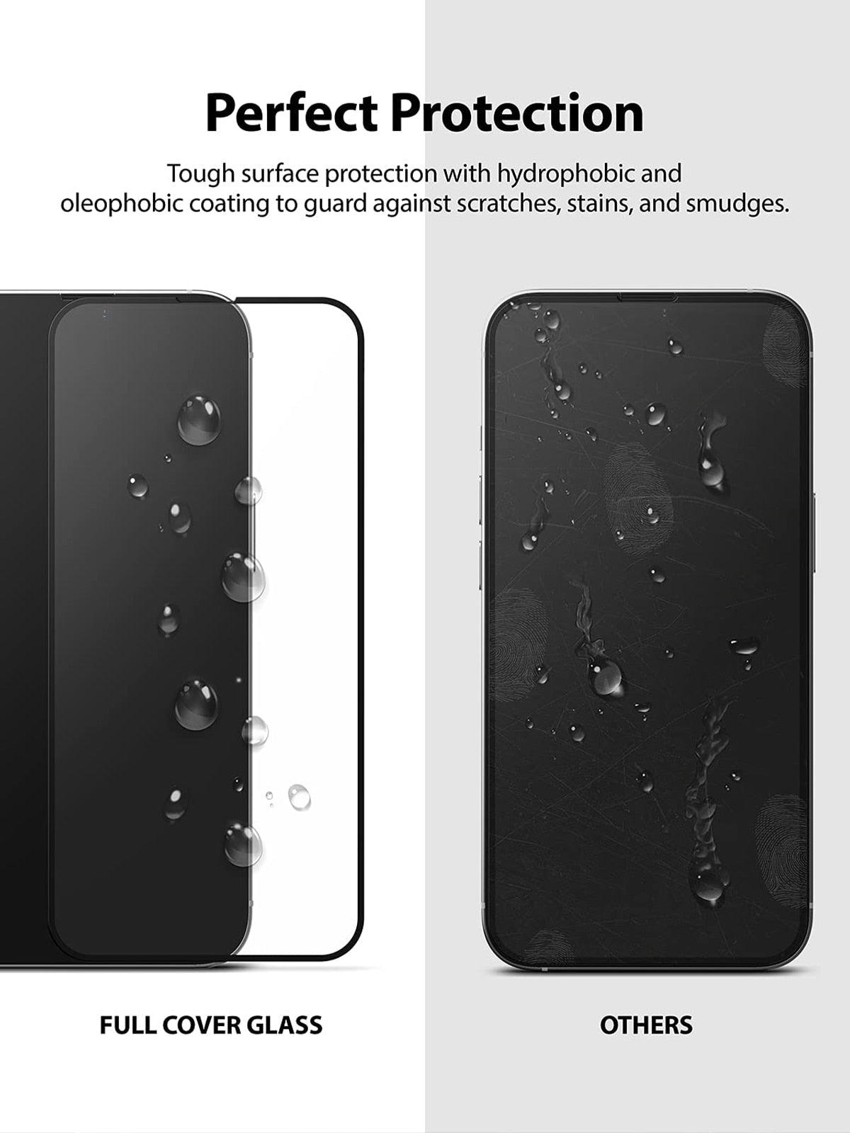 2PCS Super Glass for iphone 14 13 Pro Max screen protector best Oleophobic Coating 2.5D edge full glue cover for iPhone 14 13 mini Black Edge 9H Tempered Glass Film Case-Friendly HD Clear Screen Protector For iPhone by Stevvex