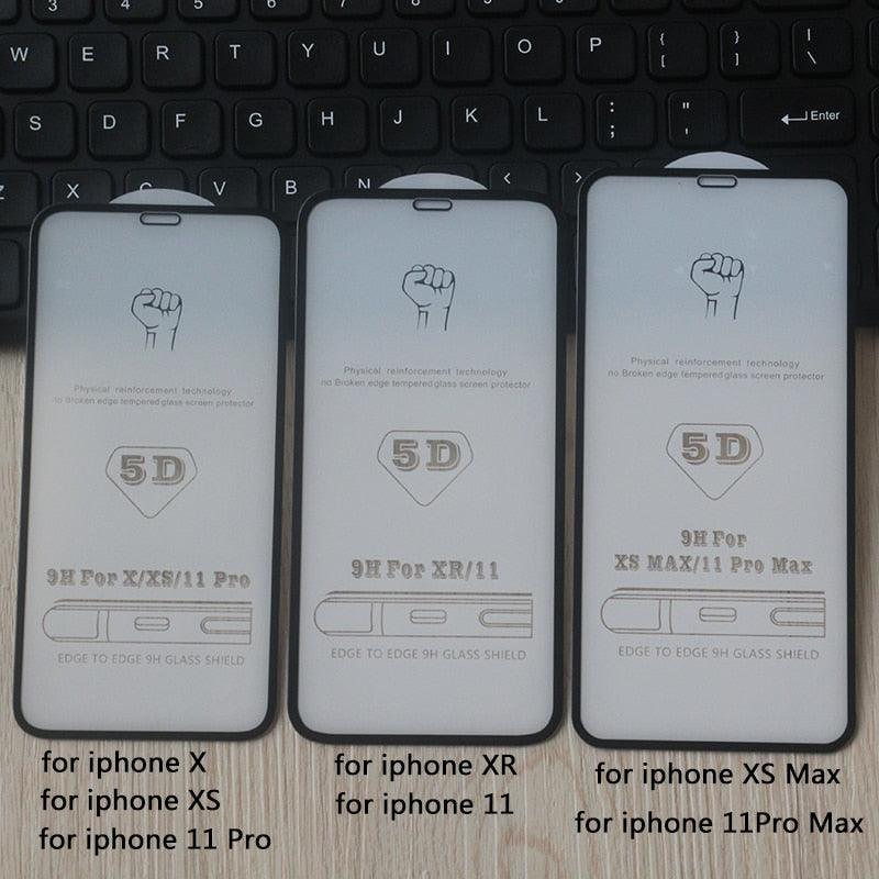 5D Screen Protector for iPhone6 6S 7 8 Plus X Edge Full Cover Film for iPhone 14 13 12 mini 11 Pro Max XR XS Tempered Glass Film Curved Edge Full Glue Screen Protector For iPhone by Stevvex