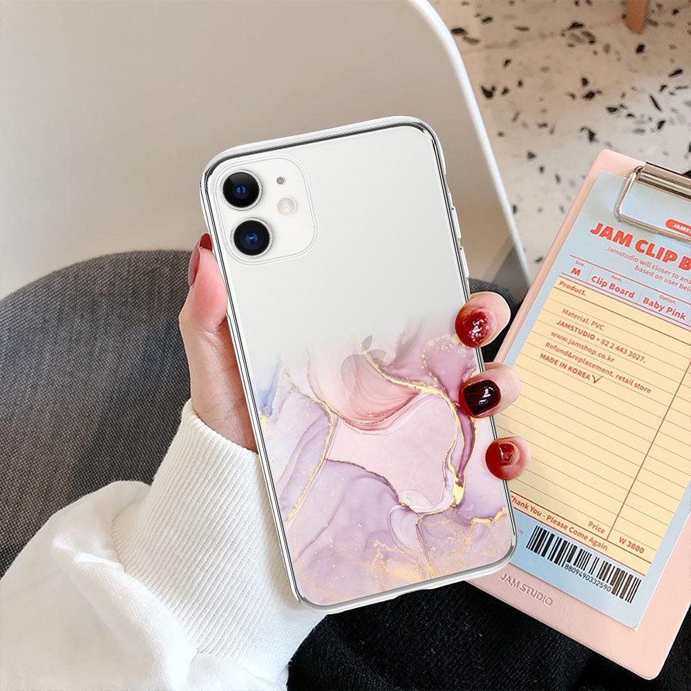 Luxury Marble Transparent Phone Case For iPhone 11 12 Pro XS Max X XR 7 8 Plus Soft Silicone Shockproof Cover Green Marble Design Gold Sparkly Glitter Protective Stylish Slim Thin Cute Case for Phone by Stevvex