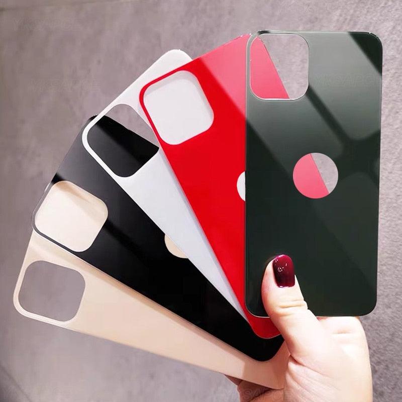 Back 9H Tempered Glass For iPhone 14 Plus 13 12 mini 11 Pro X XR XS Max Rear Screen Protector Protective Film Gold Black White Anti Scratch Edge to Edge Coverage Back Glass for iPhone by Stevvex