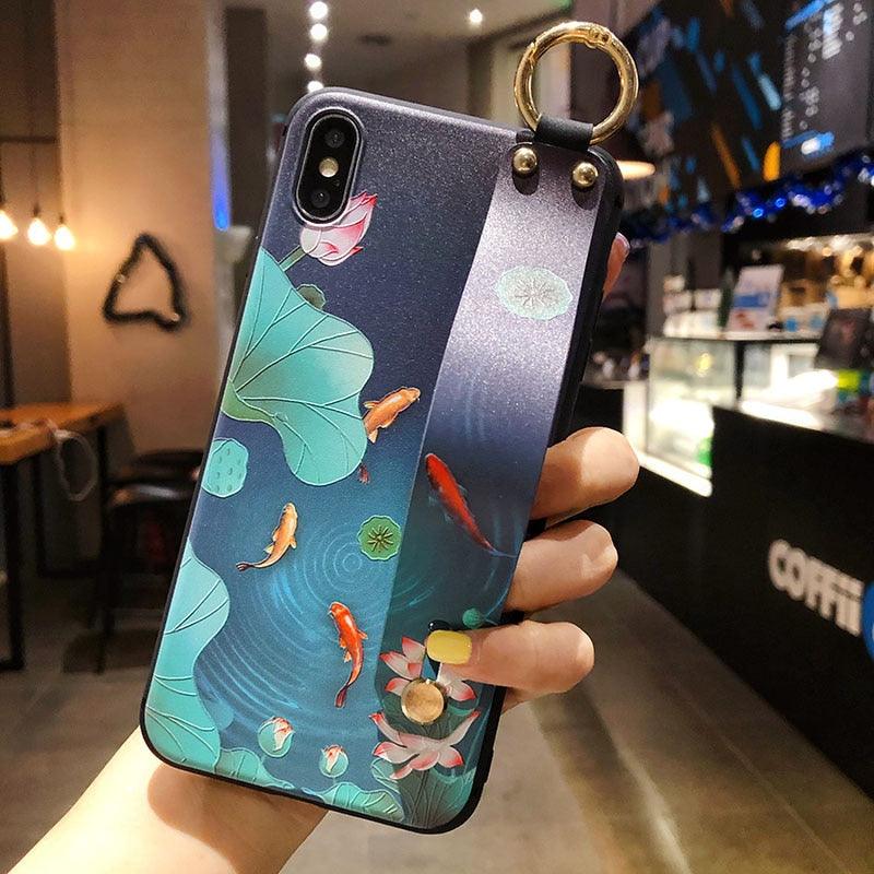 Cartoon Cute Cat Wrist Strap Soft Phone Case For Iphone 13 11 12 14 Pro Max X Xr Xs Max Se 2020 7 8 Plus 14plus Holder Cover Thanksgiving Cute Cats Silicone Case For Iphone by Stevvex