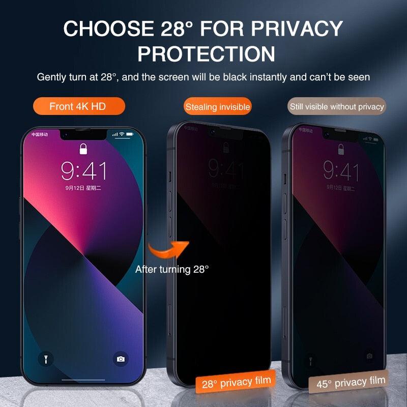 Full Cover Anti-Spy Screen Protector For iPhone 11 12 13 PRO MAX Privacy Glass For iPhone 14 Pro 8 Plus XS Max XR Tempered Glass Anti-Spy Privacy Screen Protector for iPhone by Stevvex