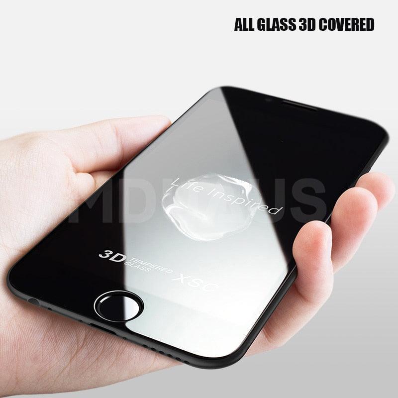 999D Protective Glass on For iPhone 8 7 6 6S Plus XR X XS Glass Full Cover iPhone 11 12 Pro Max Screen Protector Tempered Glass Full Cover Tempered Glass Screen Protector For iPhone by Stevvex