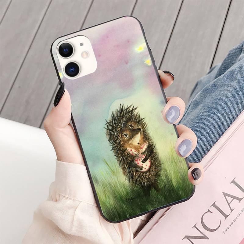 Bright Hedgehog In The Fog Phone Case For Iphone 13 8 7 6 6s Plus X 5s Se 2020 Xr 11 12 Mini Pro Xs Max Screen Protector soft Flexible Silicone Gel Rubber Bumper Cover by Stevvex
