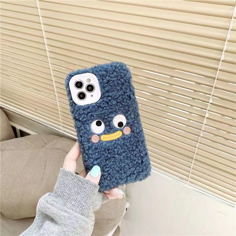 Cute Brown Bear Plush Phone Case For Iphone 14 11 12 13 Pro Max 7 8 X XS Max XR SE2 Autumn And Winter Shockproof Full Case Cover Cute Bear Animal Winter Warm Plush Fabric Phone Case by Stevvex
