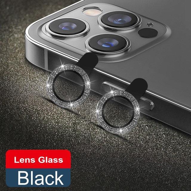 Glitter Diamond Camera Lens Protector For Iphone 13 Pro Max Mini Camera Metal Ring Glass For Iphone 12 11 Pro Max Protective Cap Diamond Glitter Camera Lens Protector On For Iphone by Stevvex